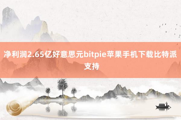 净利润2.65亿好意思元bitpie苹果手机下载比特派 支持