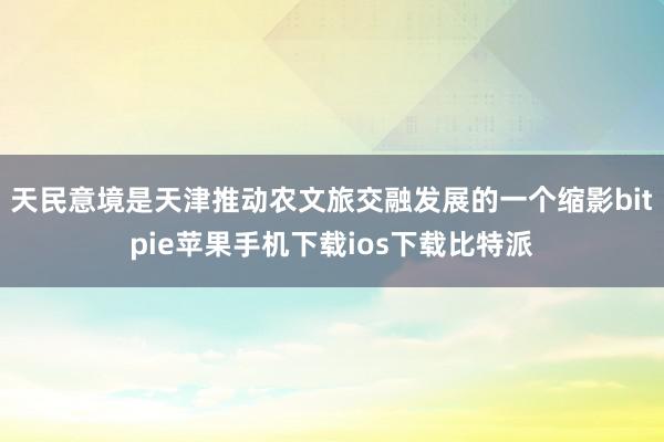 天民意境是天津推动农文旅交融发展的一个缩影bitpie苹果手机下载ios下载比特派