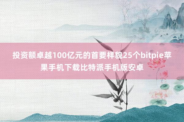 投资额卓越100亿元的首要样貌25个bitpie苹果手机下载比特派手机版安卓