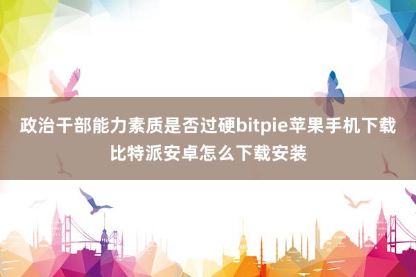 政治干部能力素质是否过硬bitpie苹果手机下载比特派安卓怎么下载安装