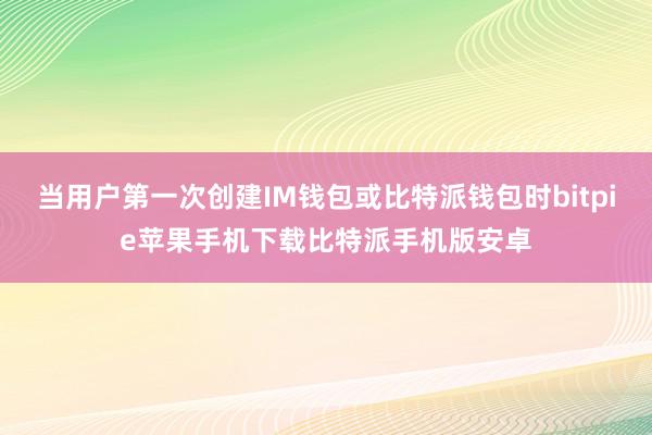 当用户第一次创建IM钱包或比特派钱包时bitpie苹果手机下载比特派手机版安卓