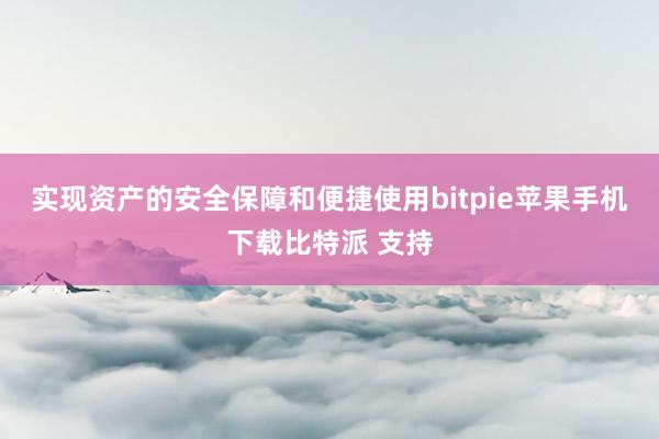 实现资产的安全保障和便捷使用bitpie苹果手机下载比特派 支持