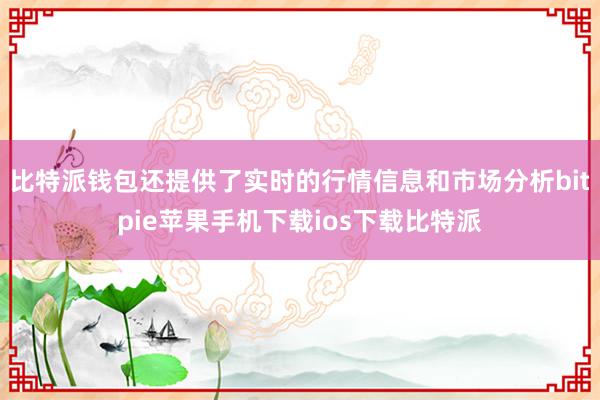 比特派钱包还提供了实时的行情信息和市场分析bitpie苹果手机下载ios下载比特派