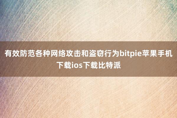 有效防范各种网络攻击和盗窃行为bitpie苹果手机下载ios下载比特派