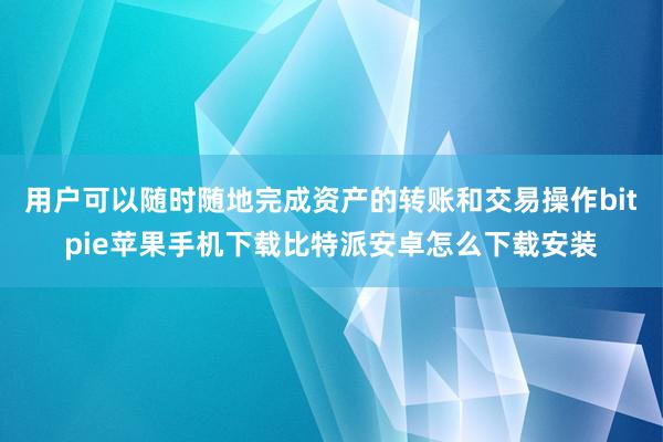 用户可以随时随地完成资产的转账和交易操作bitpie苹果手机下载比特派安卓怎么下载安装