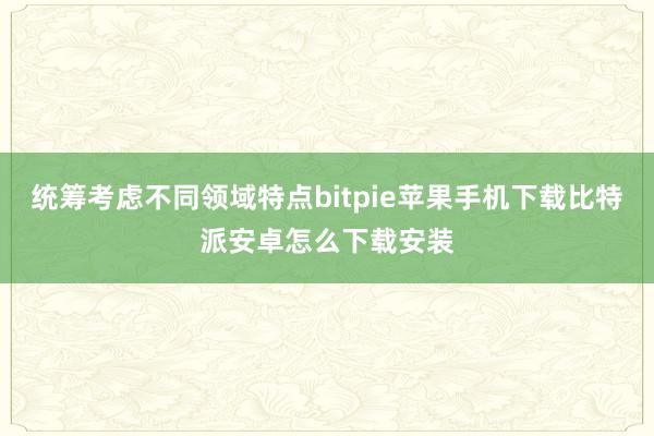 统筹考虑不同领域特点bitpie苹果手机下载比特派安卓怎么下载安装