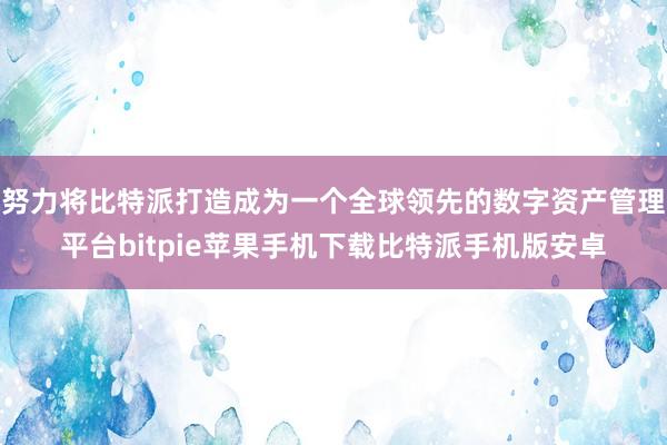 努力将比特派打造成为一个全球领先的数字资产管理平台bitpie苹果手机下载比特派手机版安卓