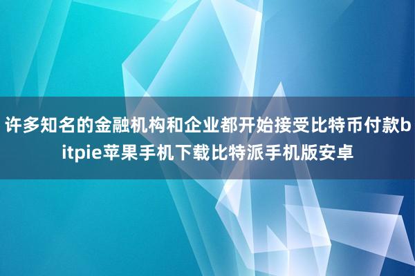 许多知名的金融机构和企业都开始接受比特币付款bitpie苹果手机下载比特派手机版安卓