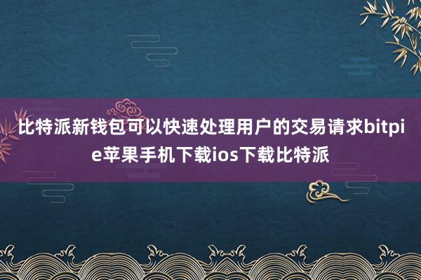 比特派新钱包可以快速处理用户的交易请求bitpie苹果手机下载ios下载比特派