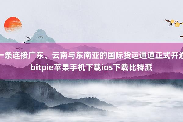 一条连接广东、云南与东南亚的国际货运通道正式开通bitpie苹果手机下载ios下载比特派