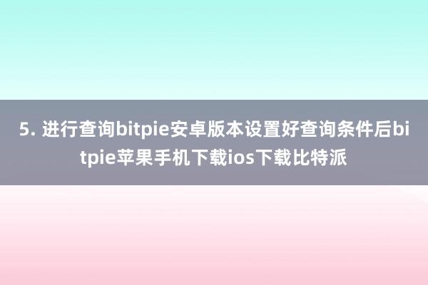 5. 进行查询bitpie安卓版本设置好查询条件后bitpie苹果手机下载ios下载比特派