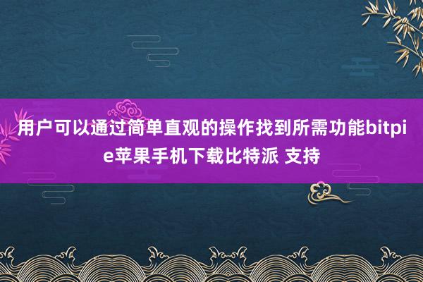 用户可以通过简单直观的操作找到所需功能bitpie苹果手机下载比特派 支持