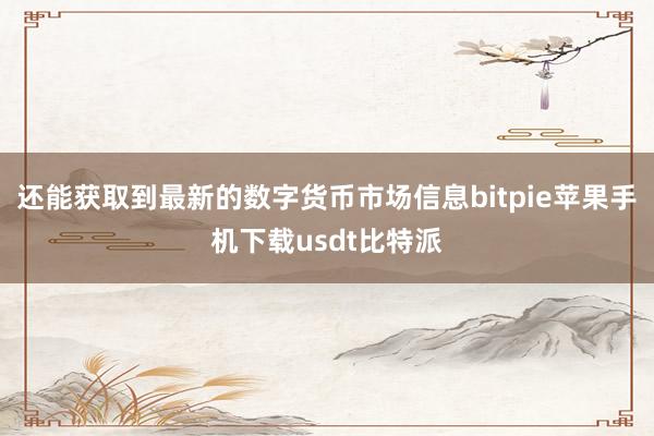 还能获取到最新的数字货币市场信息bitpie苹果手机下载usdt比特派