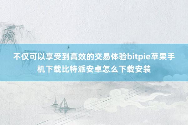 不仅可以享受到高效的交易体验bitpie苹果手机下载比特派安卓怎么下载安装