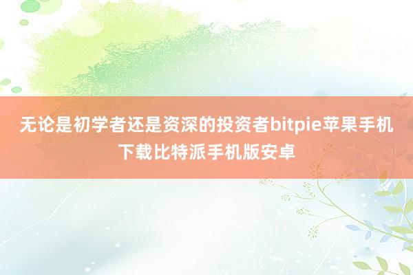 无论是初学者还是资深的投资者bitpie苹果手机下载比特派手机版安卓