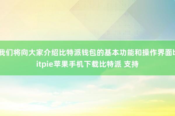 我们将向大家介绍比特派钱包的基本功能和操作界面bitpie苹果手机下载比特派 支持