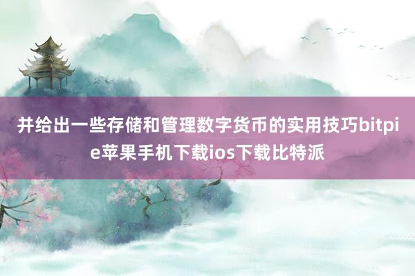 并给出一些存储和管理数字货币的实用技巧bitpie苹果手机下载ios下载比特派