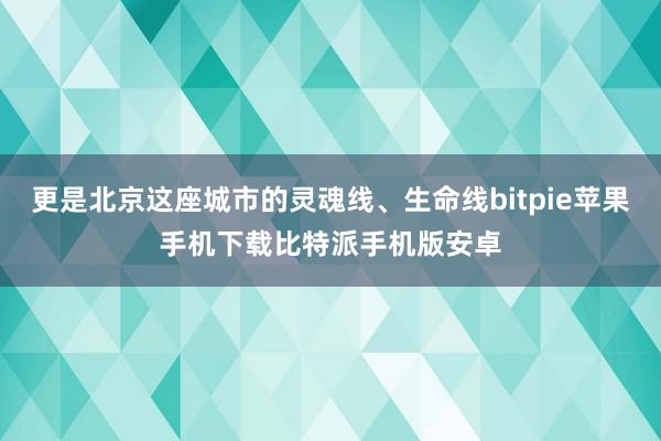 更是北京这座城市的灵魂线、生命线bitpie苹果手机下载比特派手机版安卓