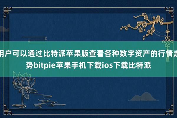 用户可以通过比特派苹果版查看各种数字资产的行情走势bitpie苹果手机下载ios下载比特派