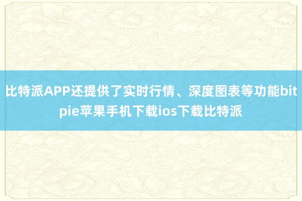 比特派APP还提供了实时行情、深度图表等功能bitpie苹果手机下载ios下载比特派