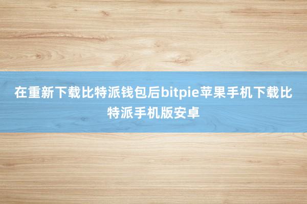 在重新下载比特派钱包后bitpie苹果手机下载比特派手机版安卓