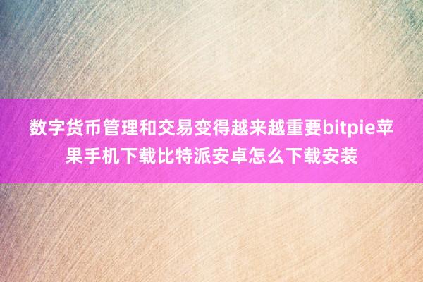 数字货币管理和交易变得越来越重要bitpie苹果手机下载比特派安卓怎么下载安装