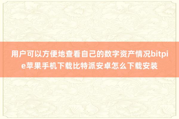 用户可以方便地查看自己的数字资产情况bitpie苹果手机下载比特派安卓怎么下载安装