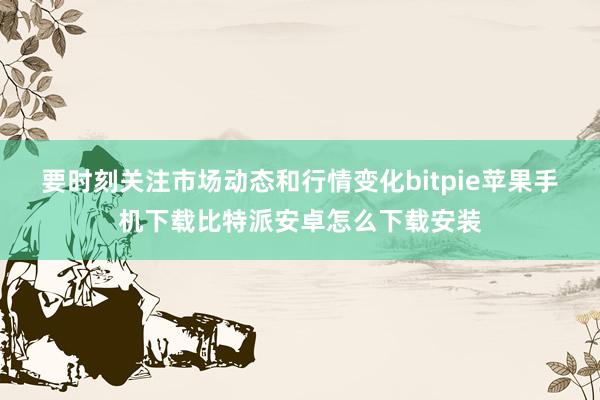 要时刻关注市场动态和行情变化bitpie苹果手机下载比特派安卓怎么下载安装