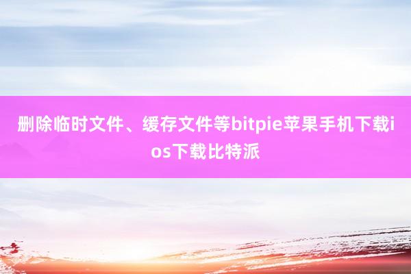 删除临时文件、缓存文件等bitpie苹果手机下载ios下载比特派