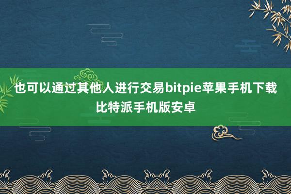 也可以通过其他人进行交易bitpie苹果手机下载比特派手机版安卓