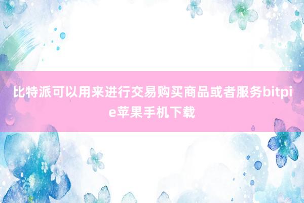 比特派可以用来进行交易购买商品或者服务bitpie苹果手机下载