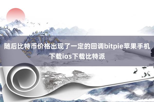 随后比特币价格出现了一定的回调bitpie苹果手机下载ios下载比特派