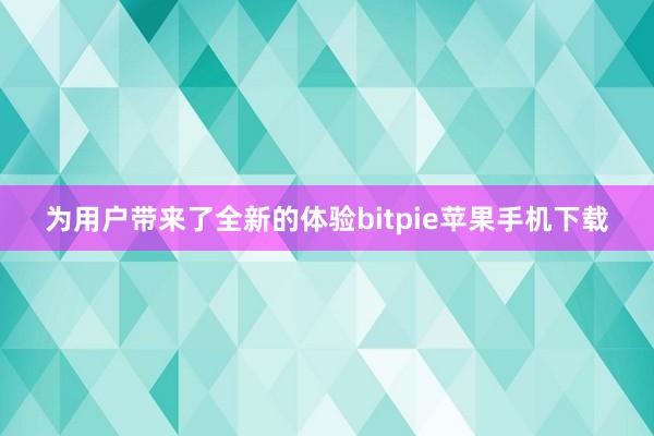 为用户带来了全新的体验bitpie苹果手机下载