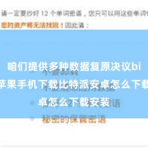 咱们提供多种数据复原决议bitpie苹果手机下载比特派安卓怎么下载安装